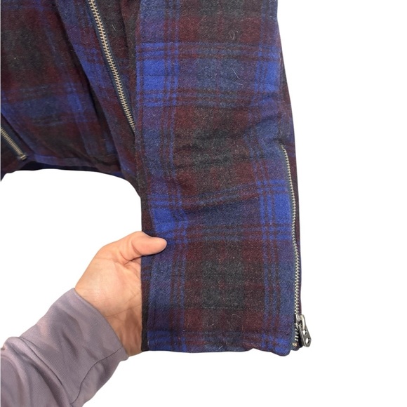 Shades of  Glory by Micah Cohen Moto Peacoat Coat Jacket Wool Blend Tweed Large - Picture 4 of 9